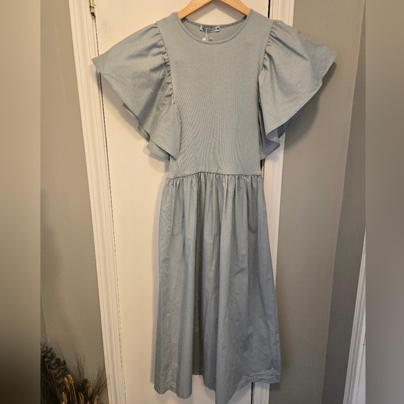 Zara Ruffled Dress Light Green Size Small - Picture 10 of 16